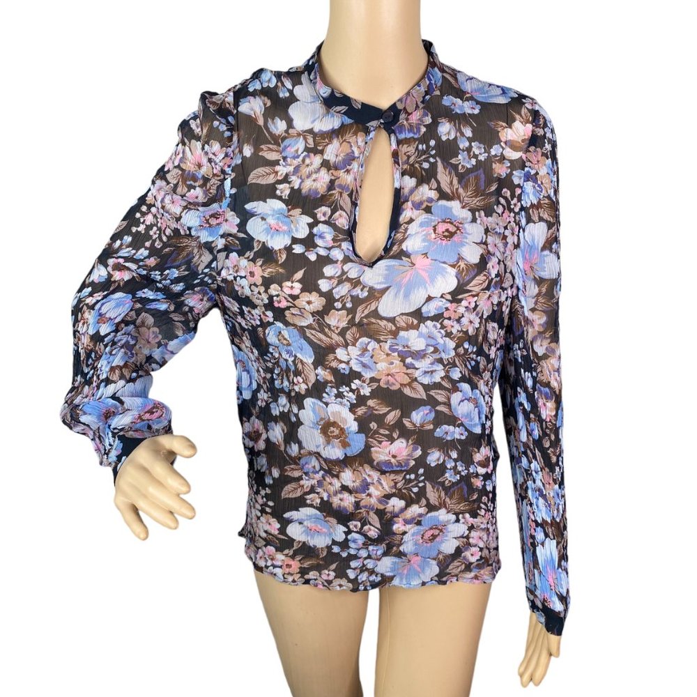 Baum Und Pferdgarten Mertrice Blue Floral Silk Blouse Womens SZ 6 - Picture 7 of 16